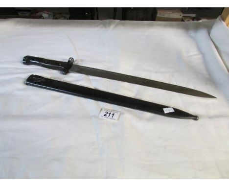 A Belgian bayonet with scabbard (possibly M1949 Export FN T2, no markings)