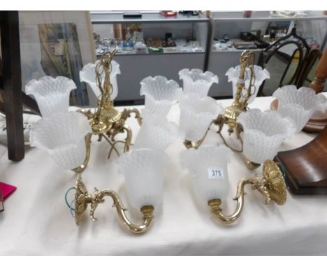 2 5 lamp ceiling lights and a pair of matching wall lights