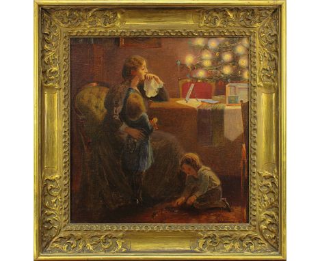 Stieborsky, Georg Willy, (Wien 1881 - 1966 Wien), An Heiligabend, Mutter mit Kindern unterm Weihnachtsbaum, Öl/Lwd., unt re. 