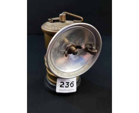 ANTIQUE PREMIER BRASS AND RUBBER CARBIDE MINERS SAFETY LAMP 