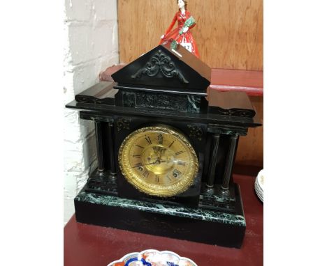 VICTORIAN SLATE AND MARBLE MANTLE CLOCK 