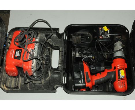 Black &amp; Decker Fire Storm cordless drill with charger and Black &amp; Decker sander 
