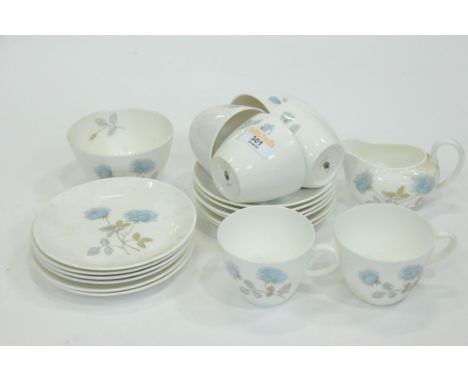 Wedgwood part tea set, 6 cups, 6 saucers, 6 side plates, sugar basin and jug 