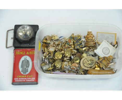 Box of costume jewellery, vintage tin, etc. 