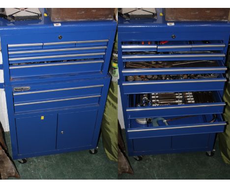 Vonhaus blue tool cabinet and large quantity of spanners, sockets, etc