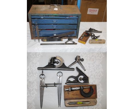 Tool cabinet with contents including Sheffield Moore &amp; Wright precision tools