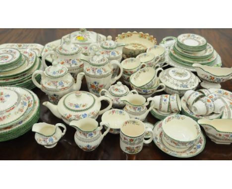 Copeland Spode Chinese Rose pattern dinner service, comprising ashettes, plates, teacups, saucers, etc. 