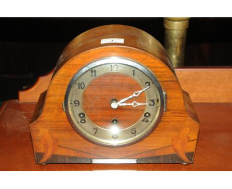 Inlaid walnut mantle clock 