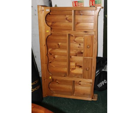 Pine wall hanging shelf and drawer unit (width 122 cm)