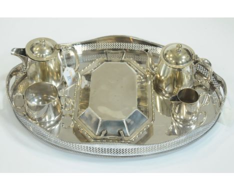 Silver plated tray, Station Hotel Workington silver plated tea service and plated tureen 