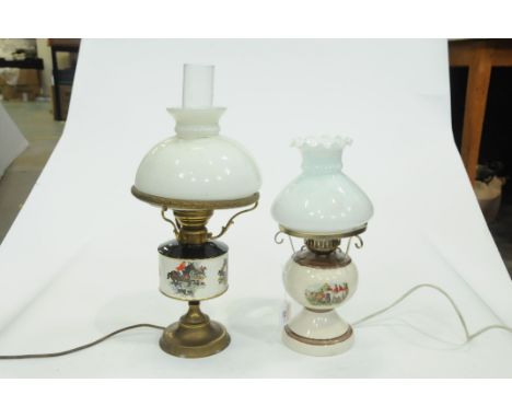 2 lamps with column hunting scene decoration 