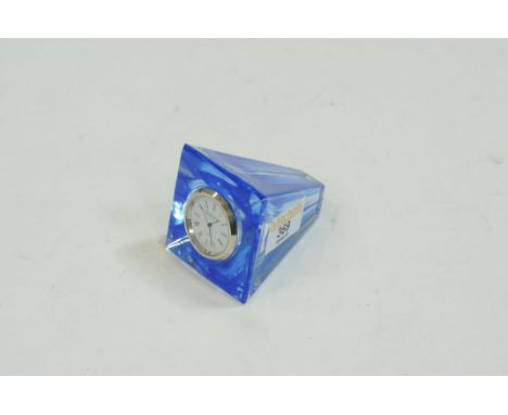 Blue glass Caithness quartz clock 