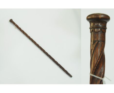 Victorian oak walking stick with carved twisted shaft, length 95 cm 