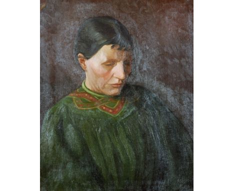 20th Century English School. Bust Portrait of a Lady, Oil on Canvas, Unframed, 20" x 16".