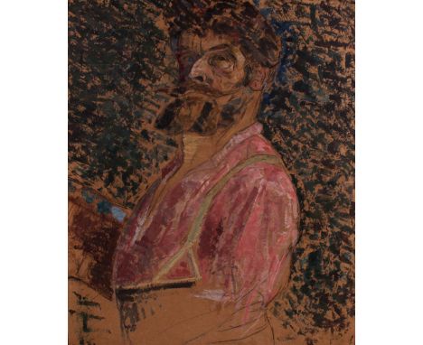 19th - 20th Century French School. A Pointillist Portrait of an Artist, Oil on Board, 34" x 28.5".