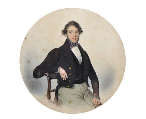 P... Wetherill (19th Century) British. Portrait of a Seated Man, Watercolour, Signed, Indistinctly Dated and Inscribed 'plymo