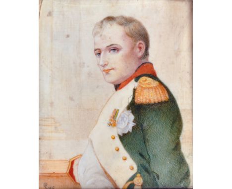 19th Century French School. A Portrait of Napoleon, Mixed Media, Signed 'Luc', 3" x 2.5".