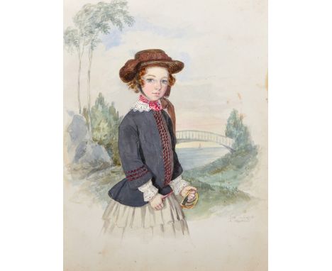 Alexei Pokrovski (1810-1865) Russian. Portrait of a Young Girl, Watercolour, Indistinctly Signed, Inscribed and Dated 1852, U