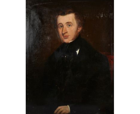 19th Century English School. Portrait of a Man, Oil on Canvas, Unframed, 36" x 28".
