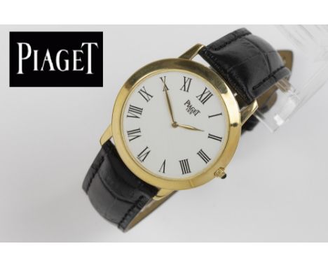extra flat vintage "Piaget" marked mechanic "125" wristwatch (ref 9920) dating around 1990 in yellow gold (18 carat) - with l