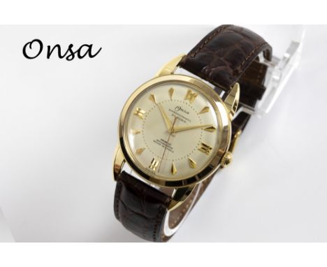 vintage automatic "Onsa" marked wristwatch yellow gold (18 carat) - ("anti magnetic en ressort incassable") - with "HM 1560" 