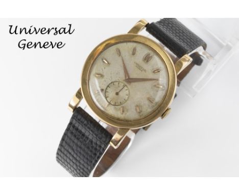 sixties' vintage "Universal" marked mechanic wristwatch in yellow gold (18 carat) - with its box || UNIVERSAL vintage mechani
