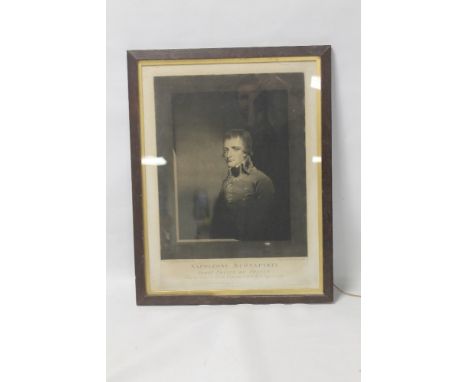 A FRAMED AND GLAZED 18TH CENTURY PORTRAIT ENGRAVING OF NAPOLEON BONAPARTE
