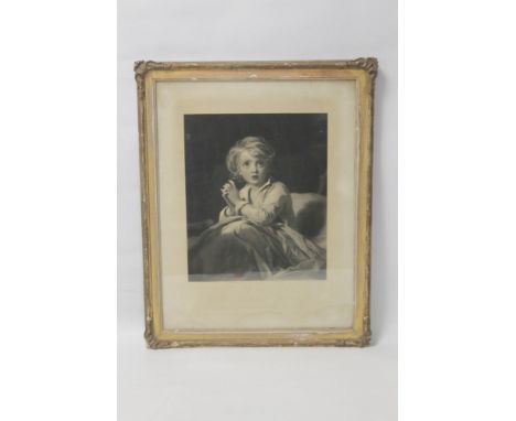 A FRAMED AND GLAZED PORTRAIT ENGRAVING TITLED "SPEAK LORD FOR THY SERVANT HEARETH"