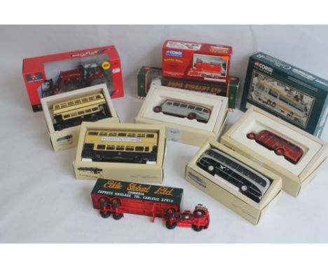 SIX BOXED CORGI CLASSICS BUSES, to include Guy Arab Felix coaches, Bedford OB, RW Carney AEC Regal, Daimler Fleetline Birming