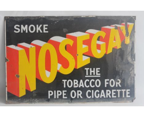 AN ENAMEL SIGN - ADVERTISING NOSEGAY TOBACCO FOR PIPE AND CIGARETTES, measures 51cm x 76cm