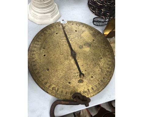 A VINTAGE BRASS SALTER SCALE 