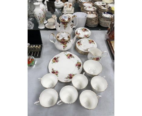 A COLLECTION OF 'DUCHESS' BONE CHINA TEA SERVICE TOGETHER WITH ONE MARKED ROYAL ALBERT OLD COUNTRY ROSES TEA POT AND FURTHER 