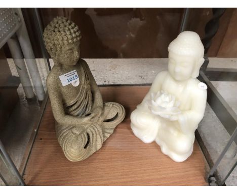 TWO LIGHT UP BUDDHA FIGURES 