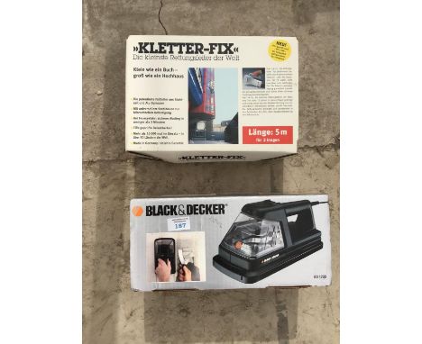 A BLACK AND DECKER WALL PAPER STRIPPER IN WORKING ORDER AND A KLETTER-FIX EMERGENCY FOLD OUT LADDER 
