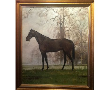 R. Jennings (British 20th century) signed and dated (19)69, portrait of a horse in a landscape, oil on canvas, 71cm x 61cm. C