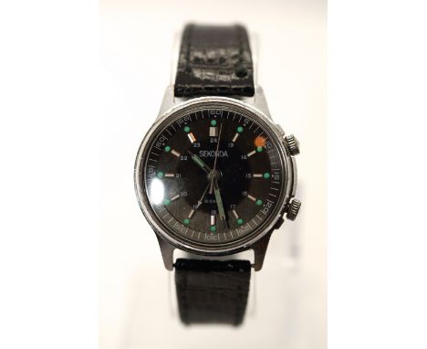 Sekonda Alarm. Calibre 2612.1 18 Jewel manual wind movement. Case size 37mm. Full working order.