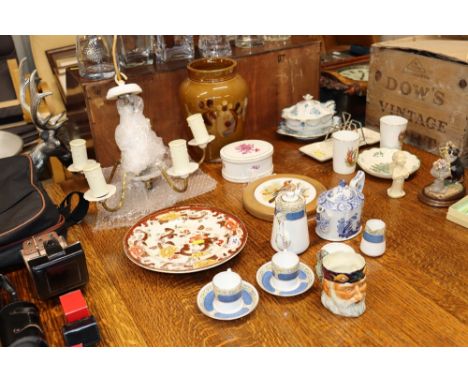 A pair of Mason's ironstone "Brown Velvet" pattern plates; various teaware; light fitting etc.