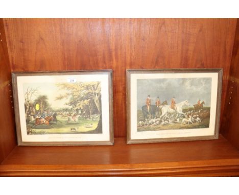A pair of coloured hunting prints 