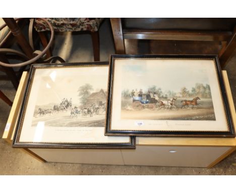 Two coloured coaching prints, "A False Alarm On the Road to Gretna" after Newhouse; and after James Pollard "The Taglioni Win