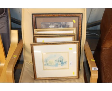 Terry McKwagan, pencil signed print "Temple Island" Henley; three others; vintage photograph etc.
