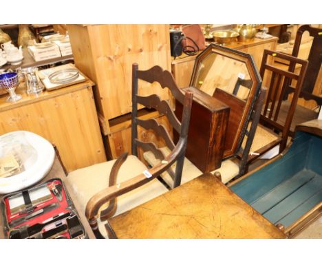 An elm ladder back elbow chair AF; and another 