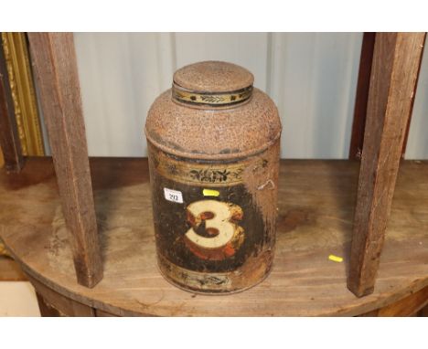 A vintage japanned metal tea cannister No.3  AF