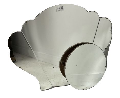Early 20th century Art Deco period sectional bevel edged wall hanging mirror of lobed outline 50cm x 65cm) together with a vi
