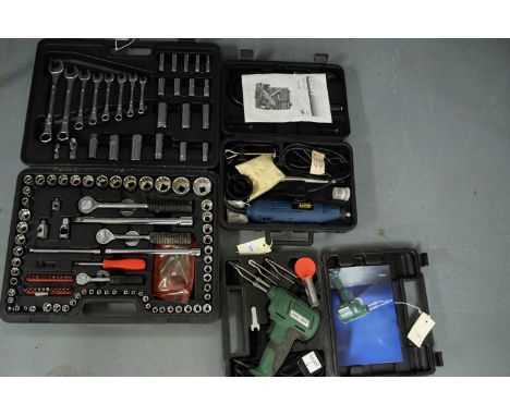 Parkside PWG 180/4 soldering gun, in case; Powercraft PKW-160 combitool, in case; Chrome Vanadium spanner and wrench set, in 