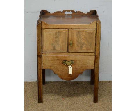 A Georgian mahogany tray-top cupboard (converted from a night commode), 52.5 x 42 x 76cms.