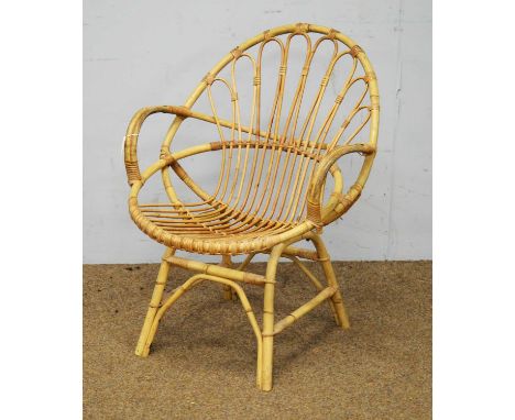 A vintage bamboo conservatory chair, 61 x 79cms high.