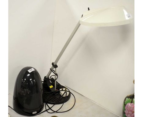 Anglepoise WL1 desk lamp, with white shade; along with another desk lamp with retractable shade. 