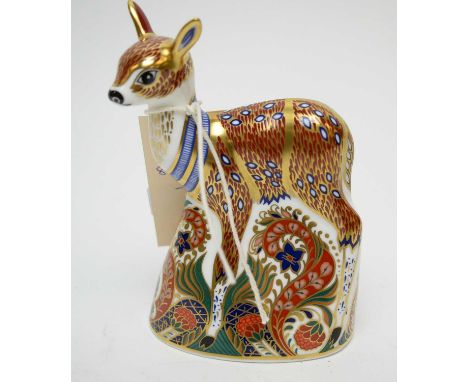 Royal Crown Derby 'Fawn' paperweight, exclusive for the Royal Crown Derby Collectors Guild, 13.5cms high. 