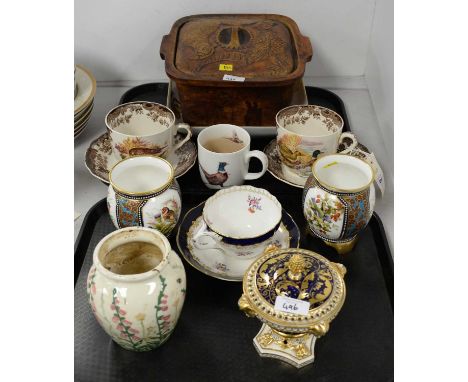 Selection of ceramics, including: Two Royal Worcester Palissy 'Game Series' cups and saucers; Royal Worcester 'Lord of the Wo