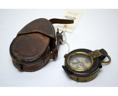 WW1 Verners Pattern military compass, by E.R. Watts &amp; Son, London, 1914, in case.